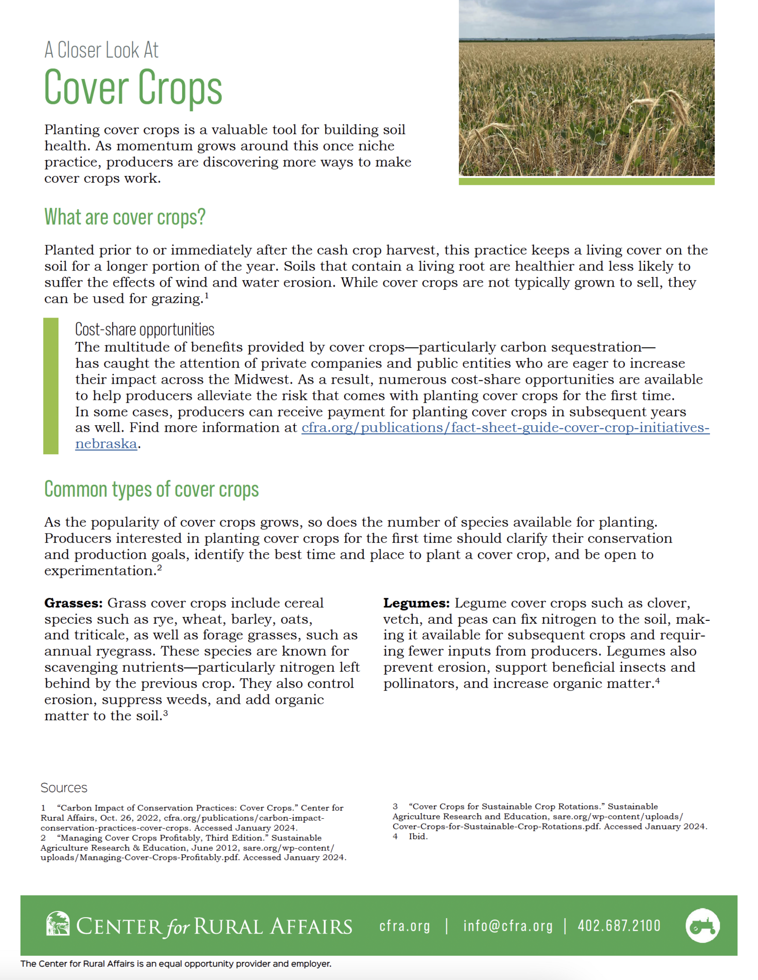 Carbon Impact of Conservation Practices Cover Crops Center For Rural